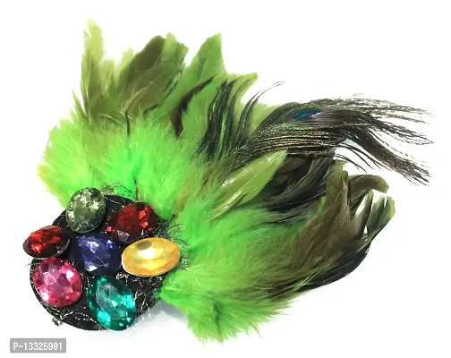 La Belleza Multicolor Crystal Peacock Feather Hair clip| Hair pin | Crow Clip Wedding Hair Accessory, Bridesmaid Gift Peacock Accessory for Girls and Women (Green Fearther Hair Clip)