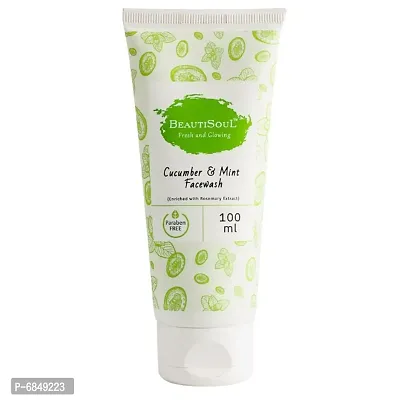 Beautisoul Cucumber and Mint Facewash with Cucumber, Mint, Rosemary, Aloe vera, Daily Use Facewash Suitable for All Skin Type, 100 ml