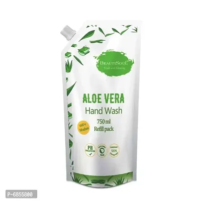 Beautisoul Aloe vera Handwash liquid with Pure Aloe vera and Glycerin - 750 ml Refill Pack | pH balanced handwash liquid refill | Made in India | Cruelty Free | Germ protection-thumb0