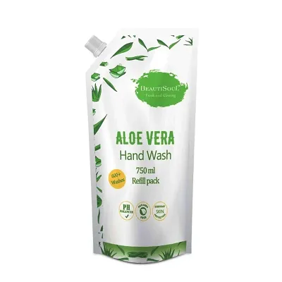 Beautisoul Aloe vera Handwash liquid with Pure Aloe vera and Glycerin - 750 ml Refill Pack | pH balanced handwash liquid refill | Made in India | Cruelty Free | Germ protection