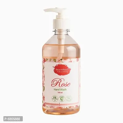 Beautisoul Rose Handwash with Pure Rose and Glycerin - 500 ml Pump | pH balanced |Made in India | Cruelty Free | Germ protection-thumb0