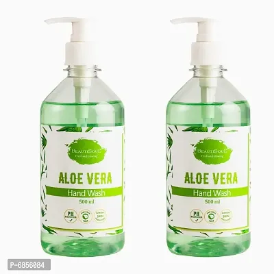 Beautisoul Aloe vera Handwash with Pure Aloe vera and Glycerin | pH balanced Handwash Pump Combo Offer | Handwash Dispenser Bottle Pump | (Pack of 2) (500 ml x 2)-thumb0