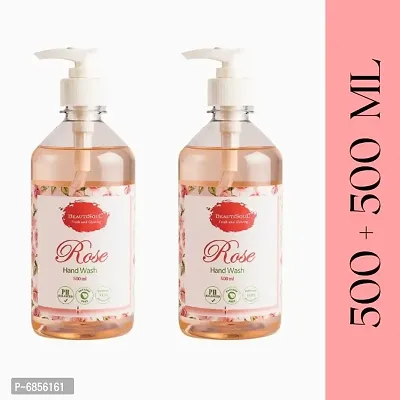 Beautisoul Rose Liquid Handwash with Pure Rose and Glycerin | pH Balanced Liquid Soap | Handwash Combo Pack (500 ml x 2)