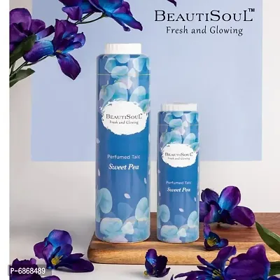 Beautisoul Sweet Pea Perfumed Talc 300+100gm | IFRA Certified Fragrance | Made in India-thumb0