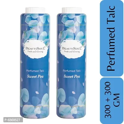 Beautisoul Sweet Pea Scented Talcum Powder | IFRA Certified Fragrance | Talcum Powder Combo Offer 300gm + 300gm (Pack of 2)