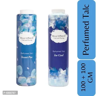 Beautisoul Sweet Pea Perfumed Talc + Beautisoul Ice Cool Perfumed Talc| Refreshing Body Talc for men | Talcum Powder Combo Offer (Pack of 2) (2x100gm)-thumb0