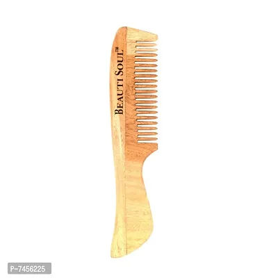 Beautisoul Organic Neem Wood Comb with Handle | Kachi Neem Wood Comb set for women | Kangi for Hair | Neem Wood Comb for Women and Men