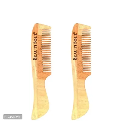 Beautisoul Pure Neem Comb for Hair with Handle | Organic Neem Wood Comb for Women and Men (Pack of 2)