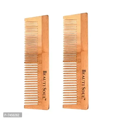 Beautisoul Handmade Neem Wood Comb | Thin and wide tooth wooden comb for hair growth, hair fall control | Kachi Neem Comb Combo for Women