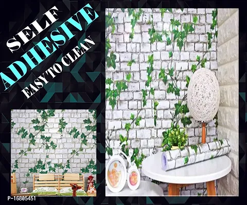 Self adhesive wallpaper sticker brick leaf pattern for wall decoration(300 x 45 cm)