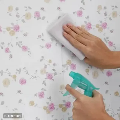 Beautiful pink flower pattern wallpaper sticker self adhesive(500 x 45) cm-thumb3