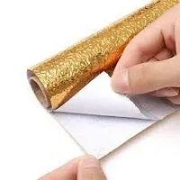 Golden Aluminium Foil Stickers, Oil Proof Kitchen Stove Stickers, Waterproof  Heat Resistant Contact Paper for Kitchen, 60 * 200CM, ZICKZACK, Pack of 1-thumb1