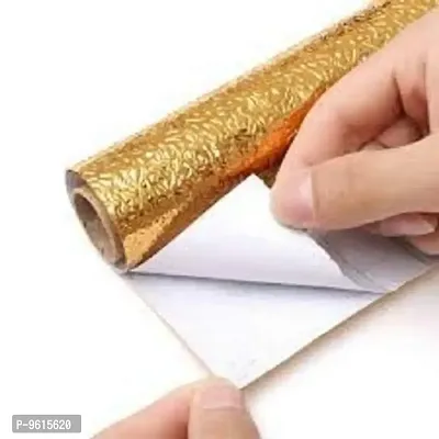 Golden Aluminium Foil Stickers, Oil Proof Kitchen Stove Stickers, Waterproof  Heat Resistant Contact Paper for Kitchen, 60 * 200CM, ZICKZACK, Pack of 1-thumb2