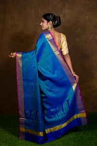 Alluring Blue Cotton Embellished Banarasi Silk Saree with Blouse piece-thumb2