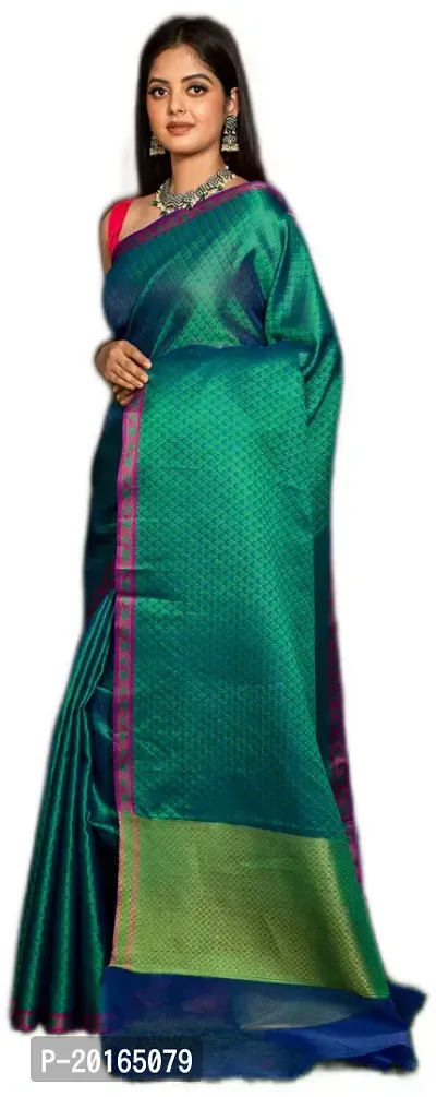 Alluring Dark Green Cotton Embellished Banarasi Silk Saree with Blouse piece-thumb2