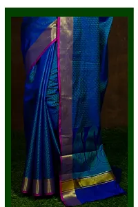 Alluring Blue Cotton Embellished Banarasi Silk Saree with Blouse piece-thumb1