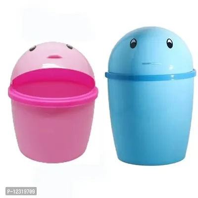 faas Mini 2 PS Stylish Plastic Tidy Bin Trash Can With Lid, Multi-use Dustbin for Study Table, Washroom, Bedroom etc. (Multicolour)