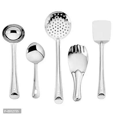 Stainless Steel Cooking and Serving Spoon 5 PS Complete Kitchen Tool Set-thumb0