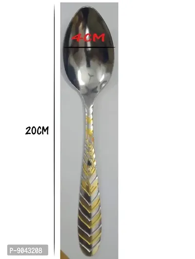 Embossed Desserts, Falooda Serving Spoons Gold Design Handle Set of 6 (Metal)-thumb2