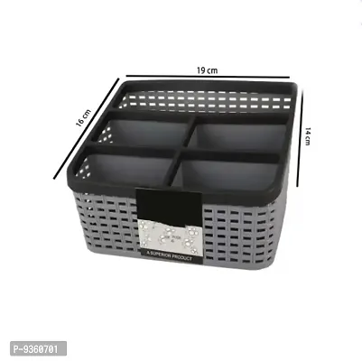 5 Compartments Plastic Remote Stand, Makeup Organizer, Basket Desktop Storage Organizer  home and Office Stand Remote Holder Cosmetic Tools Makeup Storage Box Space Saving Tissue Organizer-thumb2