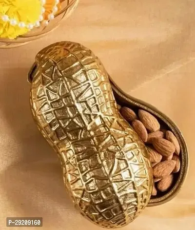 Aluminum Peanut Platter in Gold Plated Finish  Dry Fruit Serving Tray