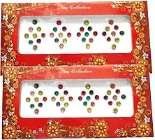 Vatsalya Associates crystal Stone Bindi With Glitter round stylish  occasionally wear Forehead Multicolor Bindis (Pack Of 2)-thumb1