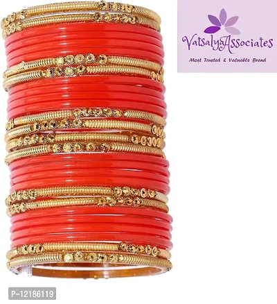 Vatsalya Associates Shimmering & Glittering Glass bangles set For Women And Girls (Pack Of 24) (Orange, 2.6)-thumb3