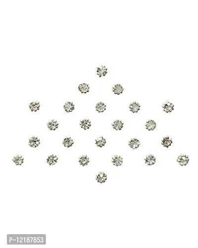 ZaySoo Diamond Collection Small Stone Silver Bindi-thumb0