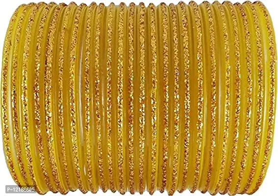 Vatsalya Associates Shimmering & Glittering Glass bangles set For Women And Girls (Pack Of 24) (Yellow, 2.2)-thumb0