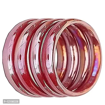 Vatslaya Associates Red Glass Bangles (Kada) set for Women And Girls (Pack of 4)