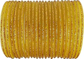 Vatsalya Associates Shimmering & Glittering Glass bangles set For Women And Girls (Pack Of 24) (Yellow, 2.2)-thumb1