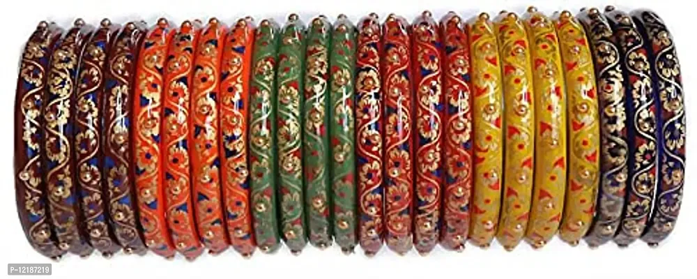 Vatsalya Associates Glass Designer Printed Bangles set for women  girls Casual  Office purpose Beautiful Bangles set-thumb0