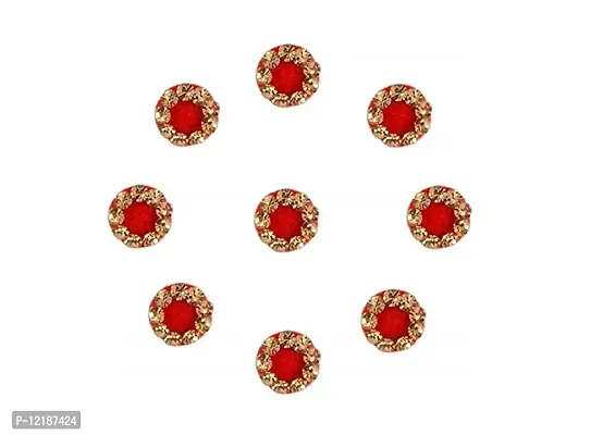 Vatsalya Associates BEAUTY GOLD Multi Color Diamond Round Stone Bindis for Women and Girl Forehead