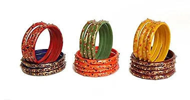 Vatsalya Associates Glass Designer Printed Bangles set for women  girls Casual  Office purpose Beautiful Bangles set-thumb2