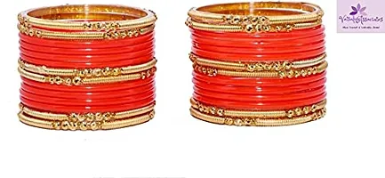 Vatsalya Associates Shimmering & Glittering Glass bangles set For Women And Girls (Pack Of 24) (Orange, 2.6)-thumb1