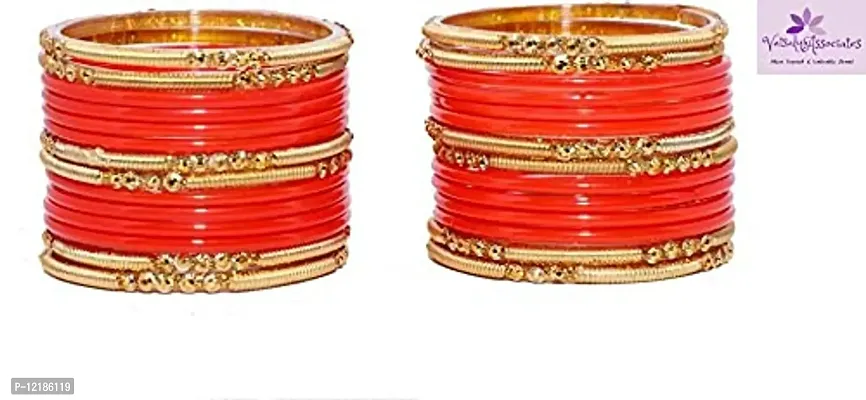 Vatsalya Associates Shimmering & Glittering Glass bangles set For Women And Girls (Pack Of 24) (Orange, 2.6)-thumb2