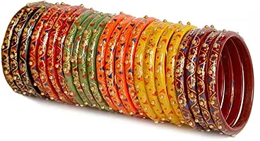 Vatsalya Associates Glass Designer Printed Bangles set for women  girls Casual  Office purpose Beautiful Bangles set-thumb3