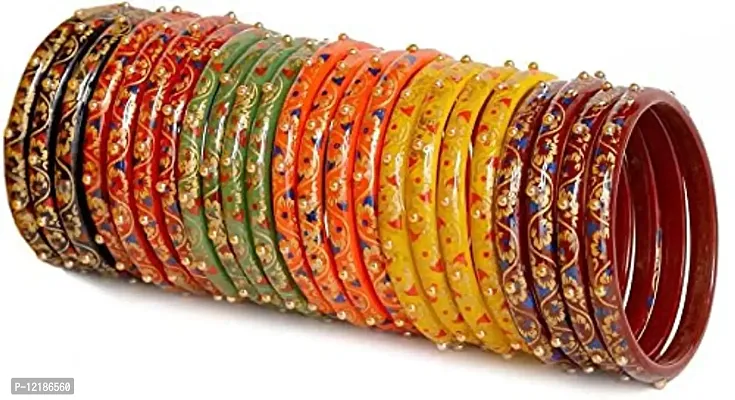 Vatsalya Associates Glass Designer Printed Bangles set for women  girls Casual  Office purpose Beautiful Bangles set-thumb4