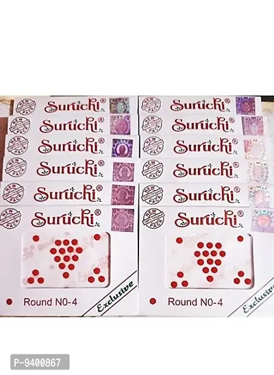 Suruchi bindi red size -4(pack of 12 leaflets) for women and girls