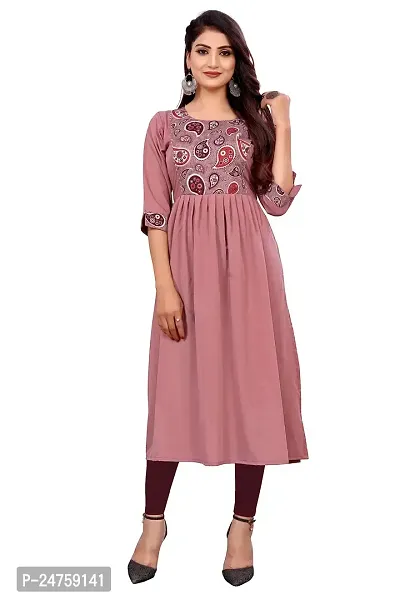 KONIRY Women's Cotton Blend Printed Straight Kurta (M, Beet===Kali)