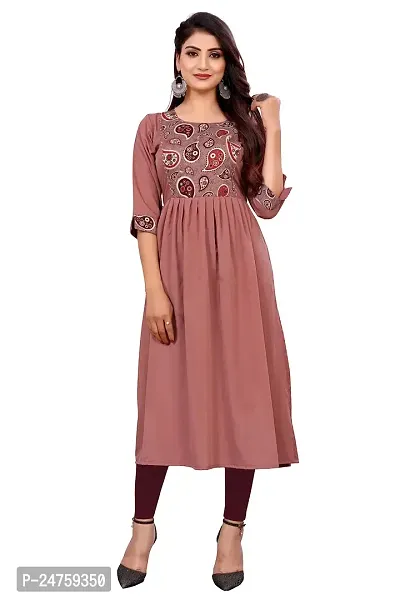 KONIRY Cotton Fabric Printed Round Neck Kurtis for Women