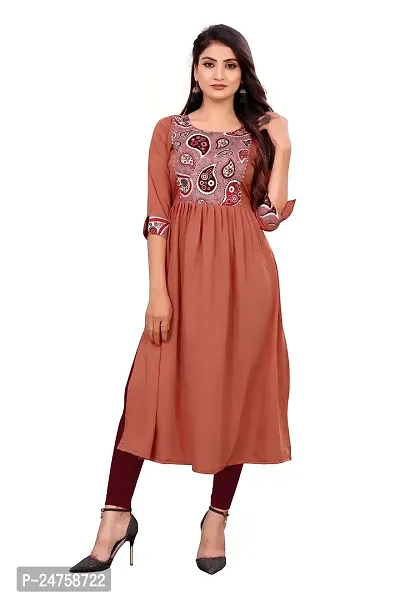 KONIRY Cotton Fabric Printed Round Neck Kurtis for Women-thumb0