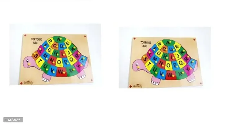 Woodify Alphabet A-Z Puzzle with Knob - Tortoise Pack of 2-thumb0