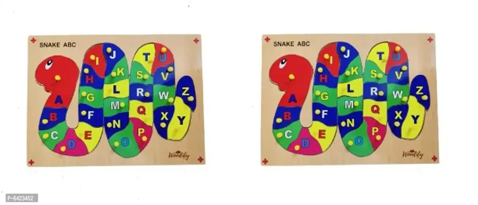 Woodify Alphabet A-Z Puzzle with Knob - Snake Pack of 2-thumb0