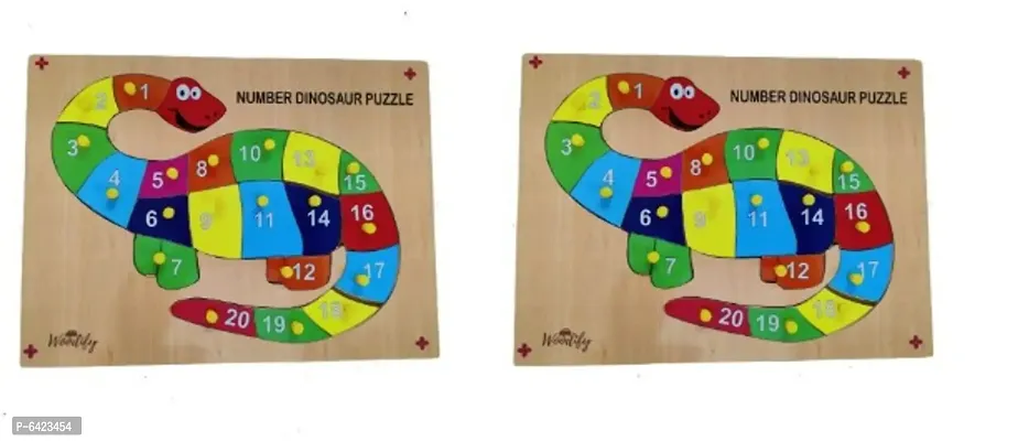 Woodify Numeric 1-20 Puzzle with Knob- Dianasor Pack of 2-thumb0
