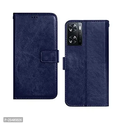 Oppo A57 2022, A77, A77s Blue Flip Cover