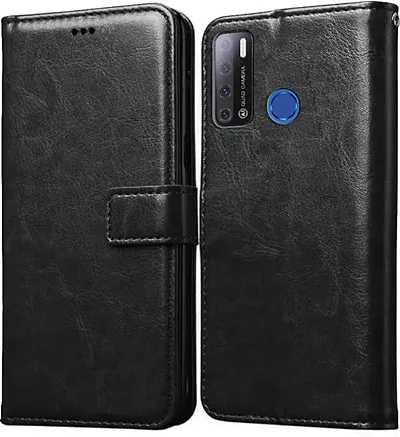 Cloudza Tecno Spark 2 Air Flip Back Cover | PU Leather Flip Cover Wallet Case with TPU Silicone Case Back Cover for Tecno Spark 2 Air Bk