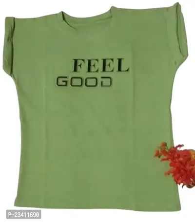 Kinger Look Girls top, Round Neck, Half Sleeve, Available in Free Size (Green)-thumb0