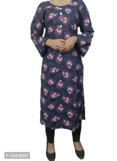 Kinger Look Cotten Blend Kurti, Available in XL Size (X-Large, Blue)