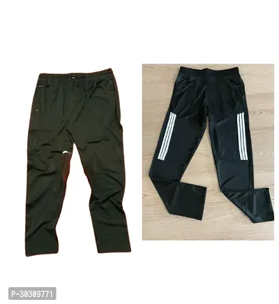 Elegant Polyester Striped Track Pants For Men- 2 Pieces